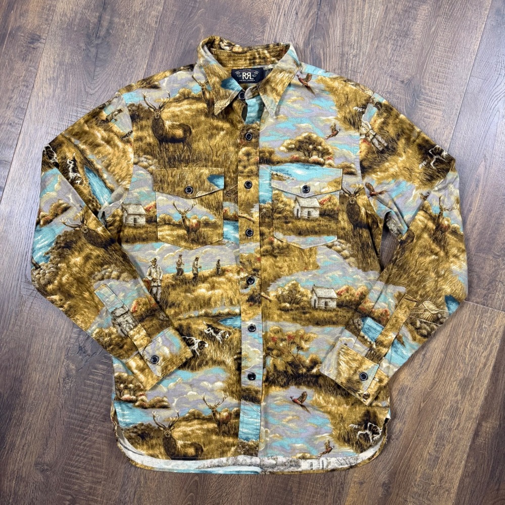 RRL Double RL Ralph Lauren Men's M Hunting Print Button Up Outdoor Workshirt
